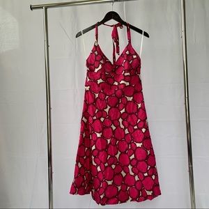 NWT J. Crew pink and white halter midi dress